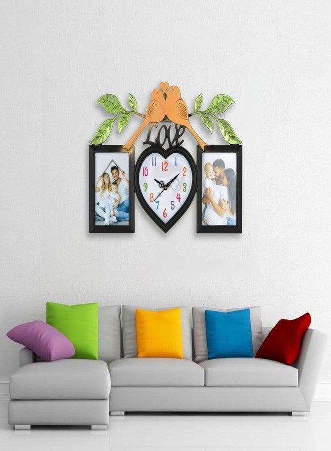 Harbour Analog Latest Stylish New Models Wall Clock with Photo Frames (Size Height 29 CM X Width 49 CM)- Home Decor Big Size Wall Clock MZ 771 WL 2-Plastic,Black - Image 2