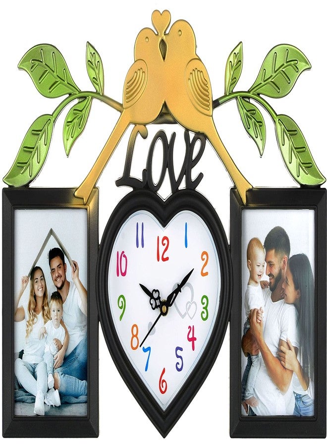 Harbour Analog Latest Stylish New Models Wall Clock with Photo Frames (Size Height 29 CM X Width 49 CM)- Home Decor Big Size Wall Clock MZ 771 WL 2-Plastic,Black - Image 3
