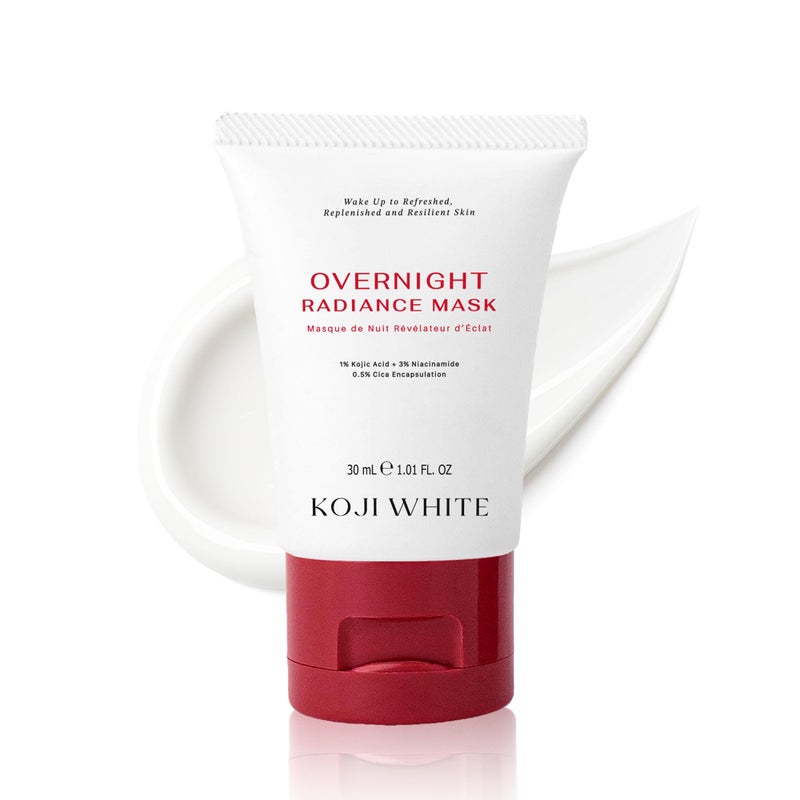 Koji White 1% Kojic Acid Radiance Overnight Face Mask â€“ Hydrating Sleeping Mask for Glowing Skin, Uneven Tone & Smoothing with Niacinamide, Cica, Hyaluronic Acid - Unscented, Vegan Skincare 1.01 Fl Oz - Image 1
