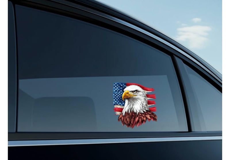 MAKTEM American Bald Eagle Car Sticker, Auto Die Cut Decal for Bumper Window Rear Panel, Patriot Eagle Sticker Car Accessory, American Pride Decal, 1PC (A) - Image 2