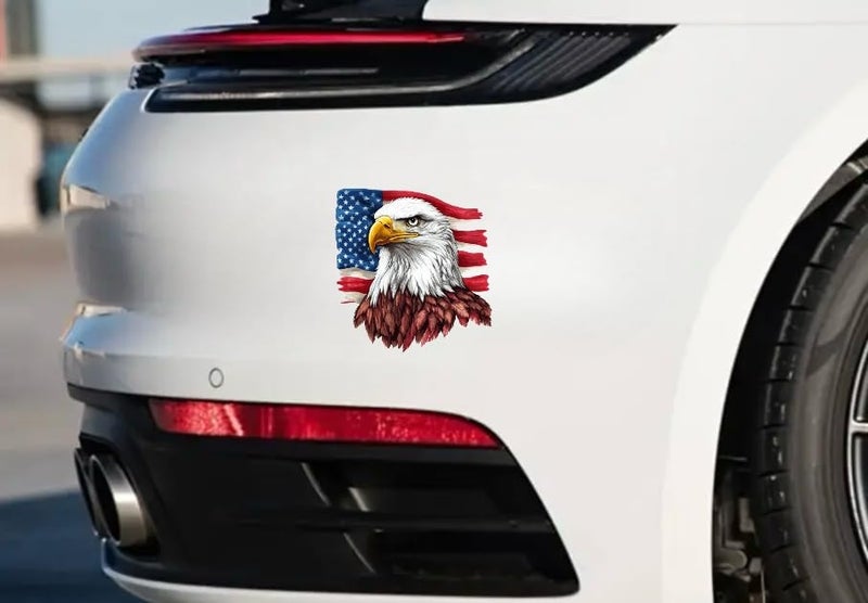 MAKTEM American Bald Eagle Car Sticker, Auto Die Cut Decal for Bumper Window Rear Panel, Patriot Eagle Sticker Car Accessory, American Pride Decal, 1PC (A) - Image 3