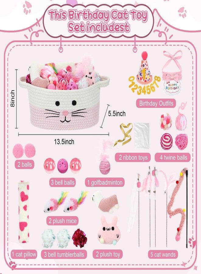 زوبيل مجموعة ألعاب القطط التفاعلية من زوبيل، تتضمن عصا ريش للإثارة، ودمى قطيفة، وكرات خشخشة على شكل فئران، وكرات جرس للحيوانات الأليفة، ولعبة أحجية للقطط المنزلية، وسلة هدايا للقطط الصغيرة (لون وردي). - Image 2