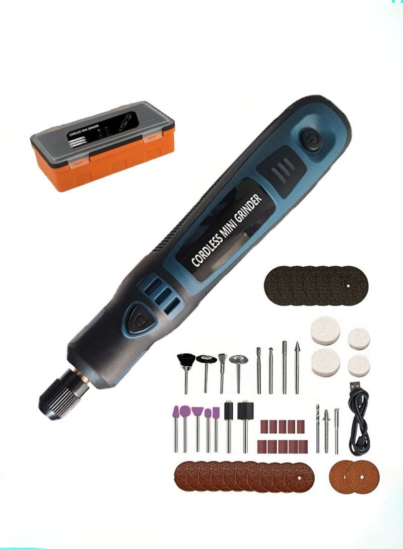 1 Set DIY Small Electric Grinder, Household Hand-held Electric Polishing Tool For Jade Engraving, USB Rechargeable Electric Grinder Set Mini Small Electric Grinder Pen, Power Tool - Image 1