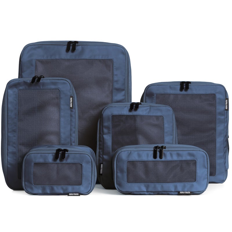 Aerotrunk Compression Packing Cubes for Travel - Luggage Organizer Bags - Double Zipper Packing Cubes for Suitcases (6-Pack, Dark Blue) - Image 1