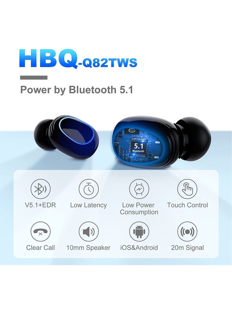 Bluetooth Headphones True Wireless Earbuds Touch Control Charging Case IPX7 Waterproof Stereo Earphones Bluetooth 5.1 Deep Bass Ear Buds Built-in Mic - Image 2