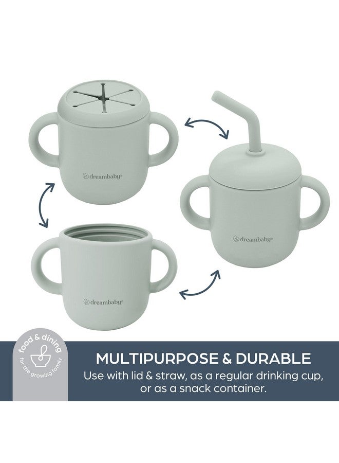 dreambaby Silicone 3-In-1 Sippy Cup With Straw, Open Training Cup, And Snack Cup - Spill Proof Baby Snack Food Container - Image 2