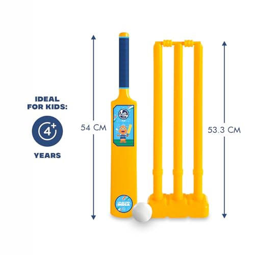 Lata Toys Howzzat Senior Cricket Set (Age 4+) Complete Plastic Cricket Kit for Kids & Beginners - Lightweight Bat, 3 Stumps & Ball for Outdoor Play, Yellow - Image 2