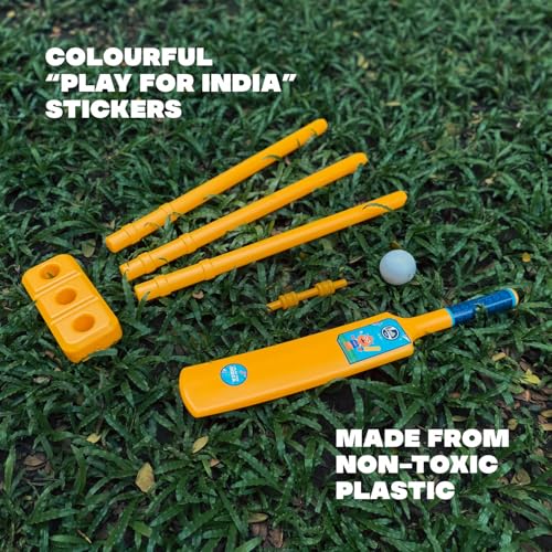 Lata Toys Howzzat Senior Cricket Set (Age 4+) Complete Plastic Cricket Kit for Kids & Beginners - Lightweight Bat, 3 Stumps & Ball for Outdoor Play, Yellow - Image 3