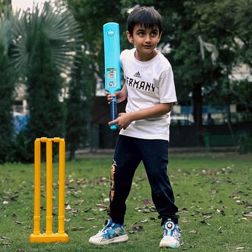 Lata Toys Howzzat Senior Cricket Set (Age 4+) Complete Plastic Cricket Kit for Kids & Beginners - Lightweight Bat, 3 Stumps & Ball for Outdoor Play, Yellow - Image 5