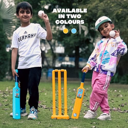 Lata Toys Howzzat Senior Cricket Set (Age 4+) Complete Plastic Cricket Kit for Kids & Beginners - Lightweight Bat, 3 Stumps & Ball for Outdoor Play, Yellow - Image 4