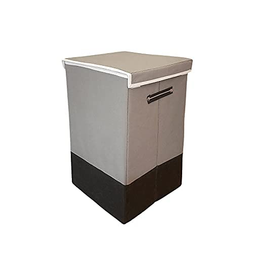 Home Style India Home Style India Folding Laundry Basket for Clothes with Lid Handle Toys Organiser 75 Litre GreyCardboard - Image 1