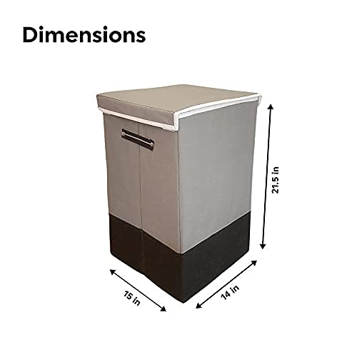 Home Style India Home Style India Folding Laundry Basket for Clothes with Lid Handle Toys Organiser 75 Litre GreyCardboard - Image 2