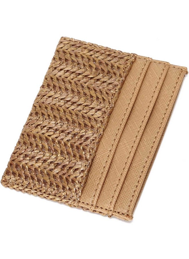 YIKOEE Mini Straw Purse Slim Wallets For Women Cash Credit Card Holder - Image 1