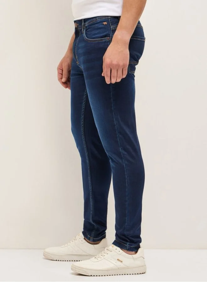 The Bear House  Men's Dark Blue with Light Fade Mid-Rise Skinny Fit Jeans Classic Comfort With Modern Style, Perfect For Everyday Casual Looks And Effortless Streetwear Vibes for Men | Best Price UAE