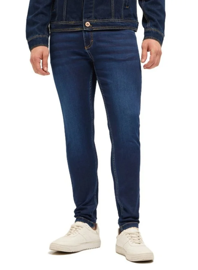 Men's Dark Blue with Light Fade Mid-Rise Skinny Fit Jeans Classic Comfort With Modern Style, Perfect For Everyday Casual Looks And Effortless Streetwear Vibes