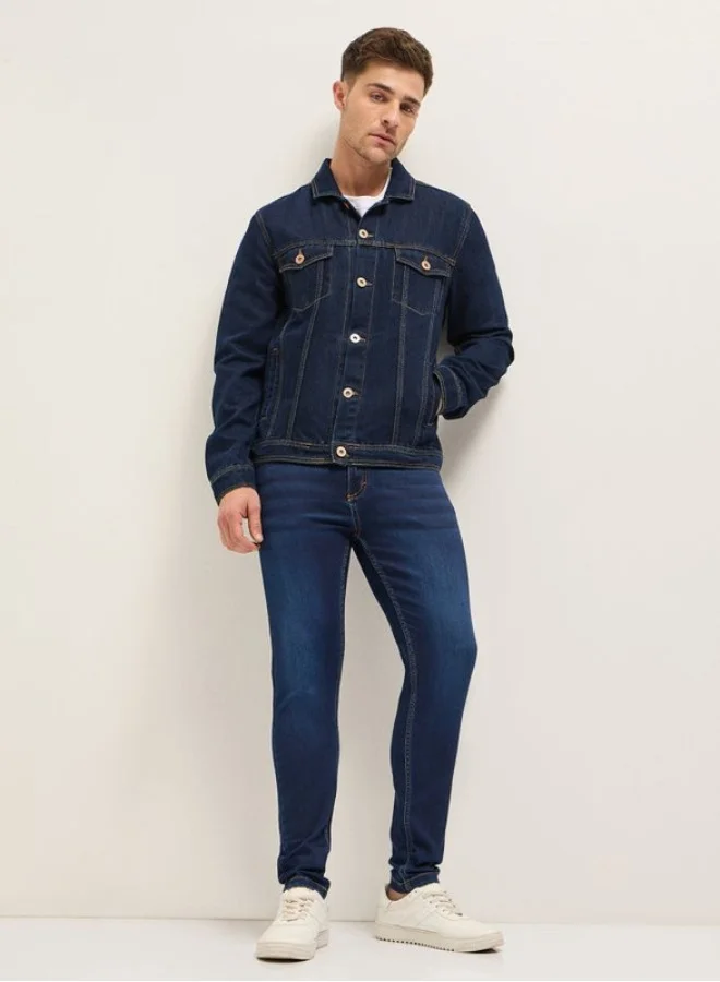 The Bear House  Men's Dark Blue with Light Fade Mid-Rise Skinny Fit Jeans Classic Comfort With Modern Style, Perfect For Everyday Casual Looks And Effortless Streetwear Vibes for Men | Best Price UAE
