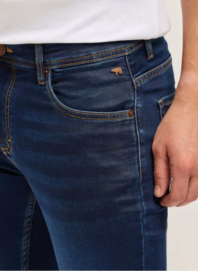The Bear House  Men's Dark Blue with Light Fade Mid-Rise Skinny Fit Jeans Classic Comfort With Modern Style, Perfect For Everyday Casual Looks And Effortless Streetwear Vibes for Men | Best Price UAE