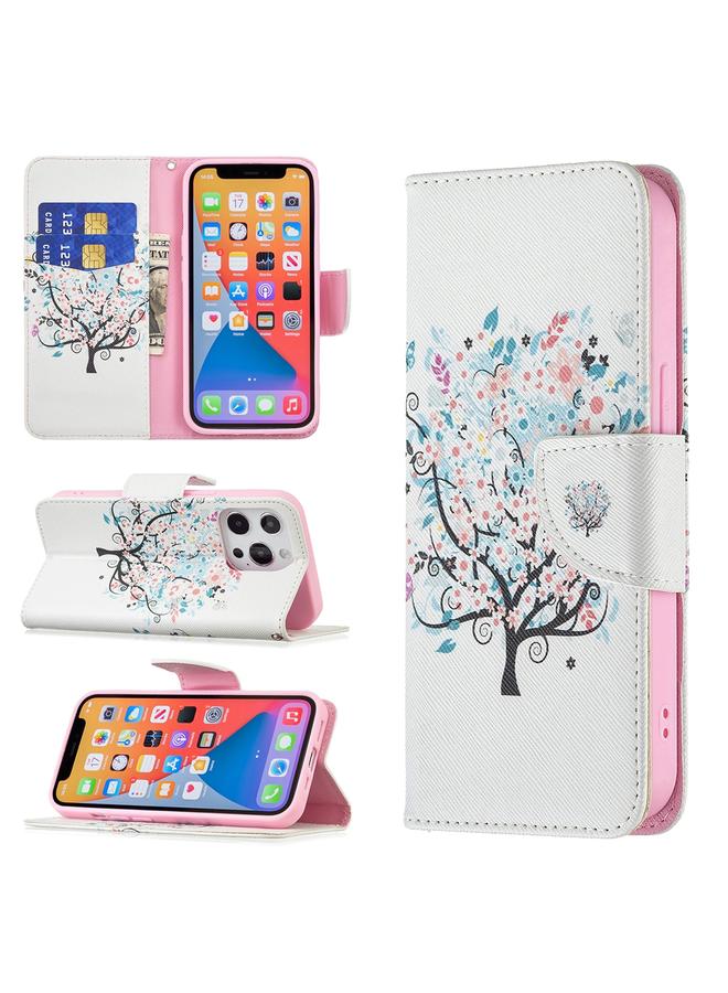 Zaboon Case For iPhone 13 Colored Drawing Pattern Horizontal Flip Leather Case with Holder & Card Slots & Wallet - Image 1