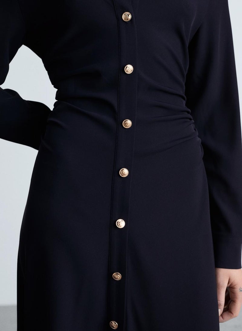 MANGO Draped Waist Midi-Dress  - Image 4
