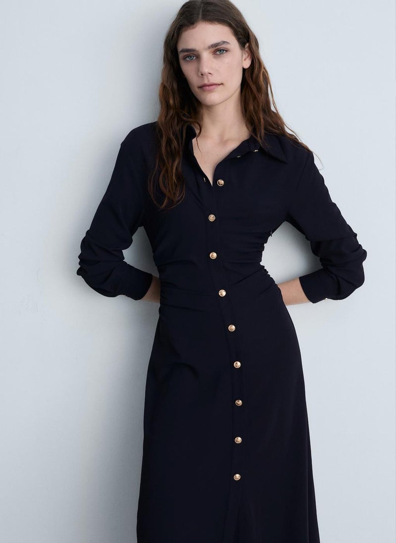 MANGO Draped Waist Midi-Dress  - Image 3