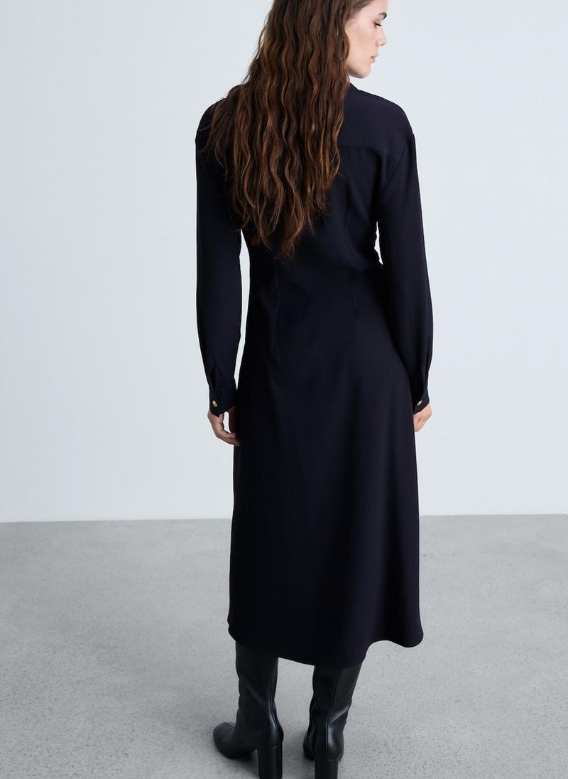 MANGO Draped Waist Midi-Dress  - Image 2