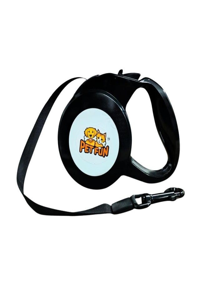 PET FUN Retractable Dog Leash Rope | 5 Meter Tangle-Free, Strong Quick-Lock Nylon Collar Tape with Anti-Slip Handle | 360° Swivel for Small, Medium & Large Dogs & Cats (Up to 50Kg)
