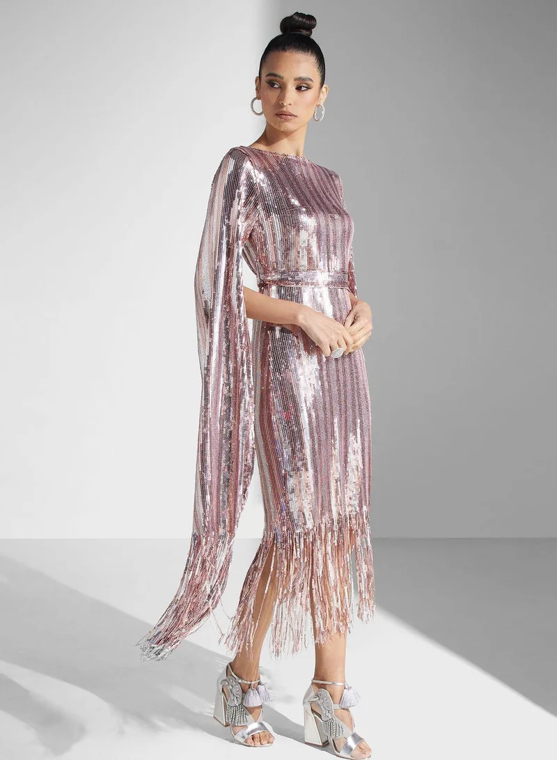 Golden Apple Fringe Sequin Dress