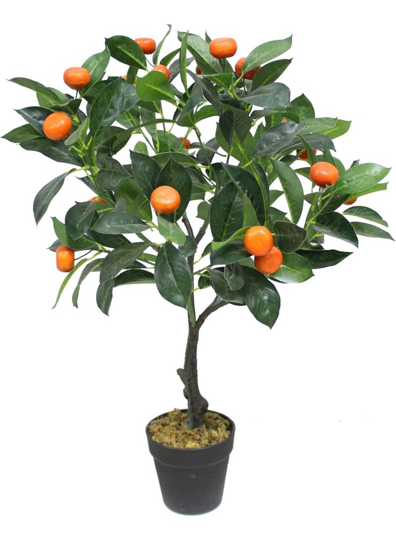 Artificial Mandarin Orange Tree, Faux Potted Plant with Realistic Fruit, 120 cm, in Black Pot, for Indoor Home Decor - Image 1