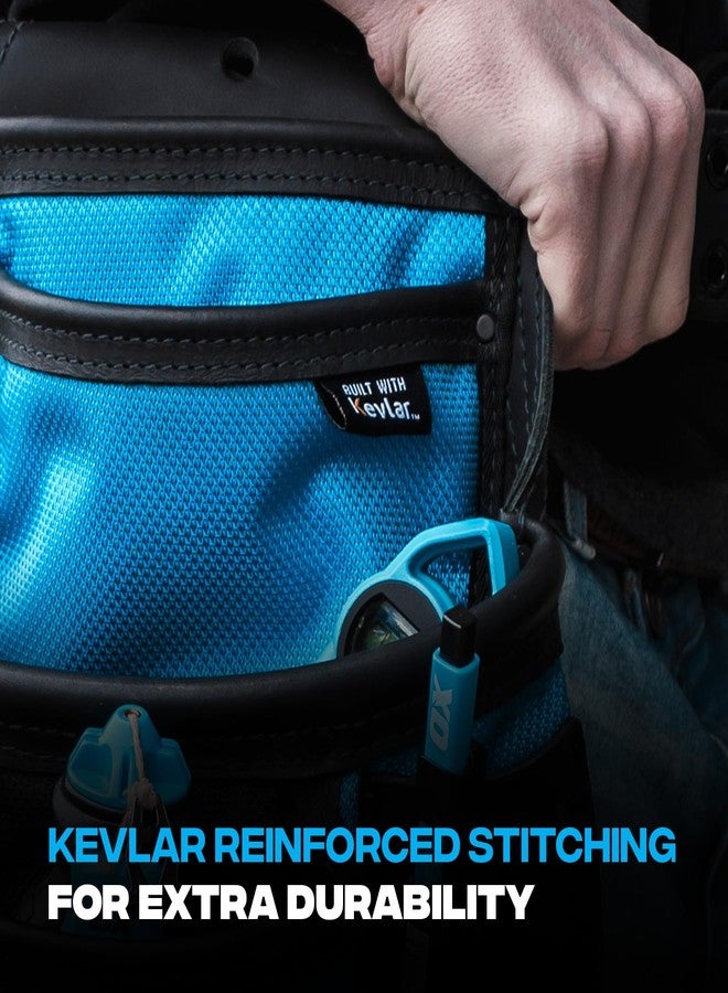 OX Tools Ultimate 10 Pocket Leather & Nylon Fastener Pouch, Top-Grain Leather & Kevlar Reinforcements - Image 4