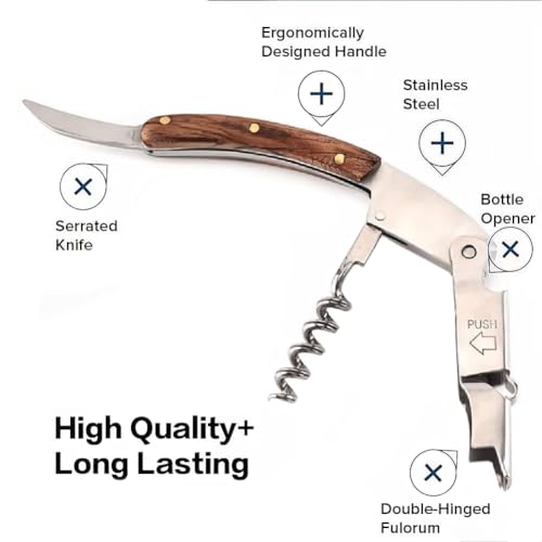 Hodaqe Wine Bottle Opener, Professional Stainless Steel Corkscrew for Beer, Key for Servers, Bartenders, Sommeliers and Hobbyists - Image 5