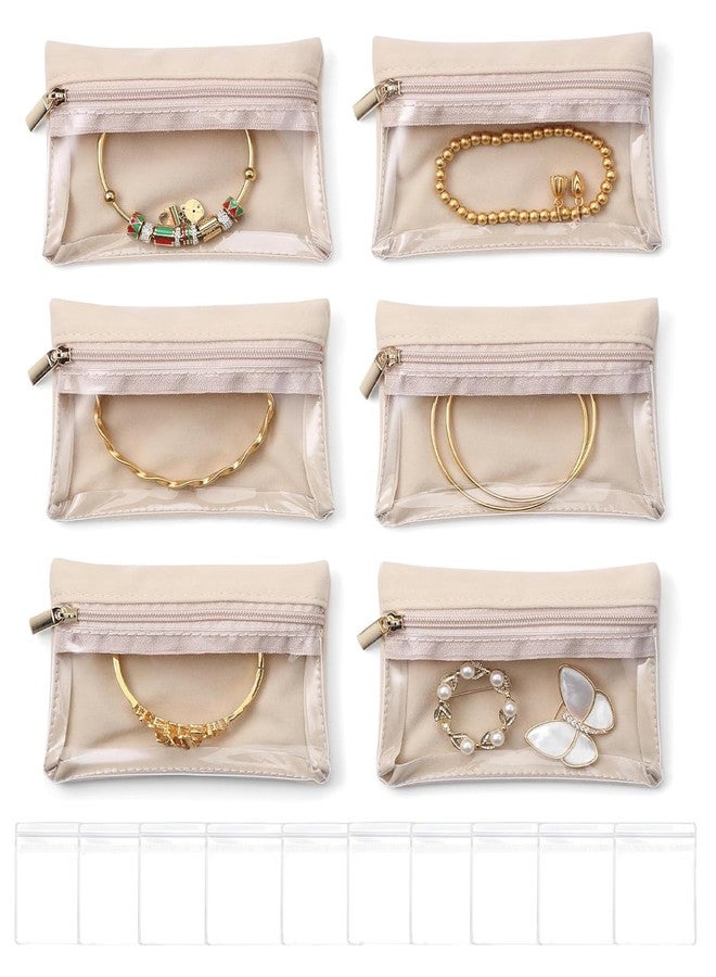 Aldea Jewellery Organizer Pouch – Transparent Beige Zipper Pouch for Travel and Storage of Rings, Necklaces, Bracelets, and Gold Jewelry, Fashionable Portable Jewelry Storage Solution - Image 1