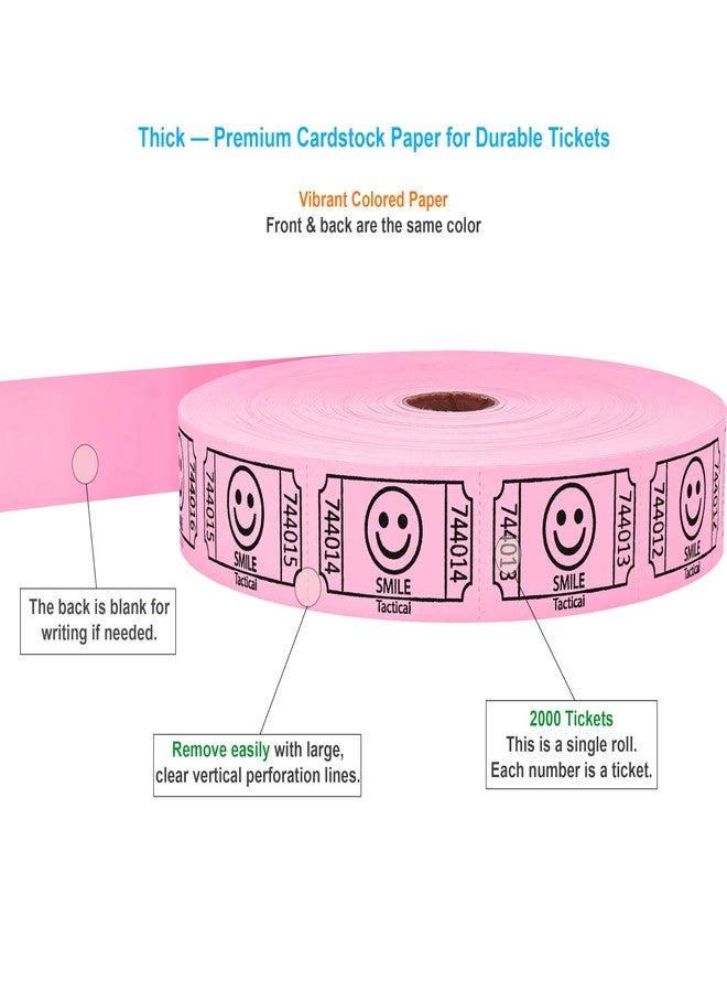 Tacticai 2000 Raffle Tickets, Smile, Pink (1 of 8 Colors), Single Roll, Ticket for Events, Entry, Class Reward, Fundraiser & Prizes - Image 2