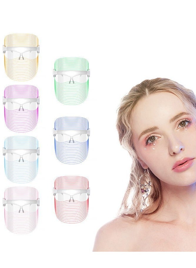 LED Face Mask Light Therapy - 7 Colors L E D Light Therapy Mask Red  Blue Light Therapy for Face Light Mask for Skin Care Portable Rechargeable - Image 1
