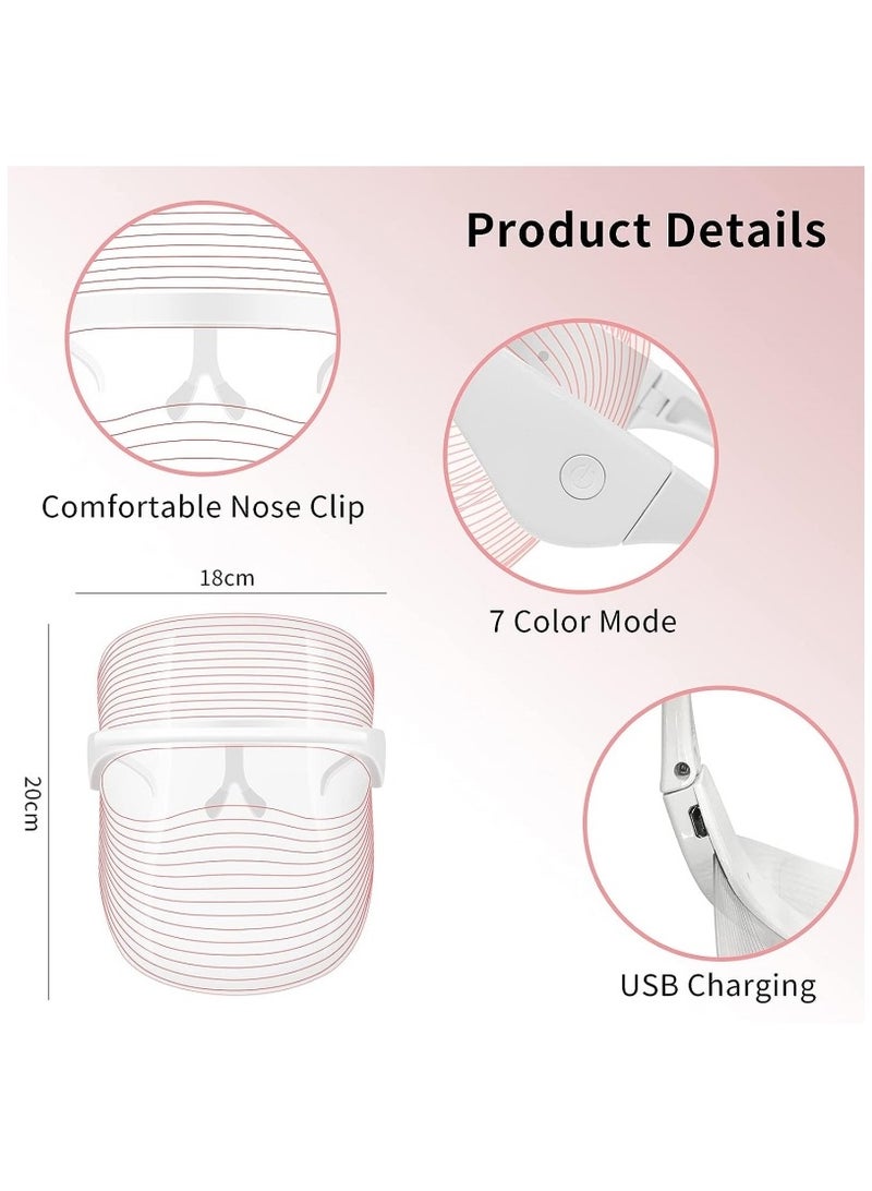 LED Face Mask Light Therapy - 7 Colors L E D Light Therapy Mask Red  Blue Light Therapy for Face Light Mask for Skin Care Portable Rechargeable - Image 5