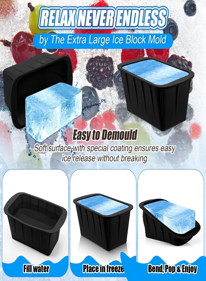 Tioncy 8 Pcs Extra Large Ice Block Molds 8 lb Reusable Ice Molds Giant Silicone Ice Tray for Ice Baths Coolers Plunge Accessories, Black - Image 3