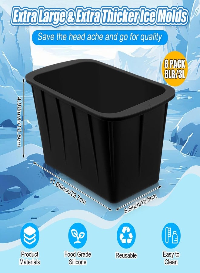Tioncy 8 Pcs Extra Large Ice Block Molds 8 lb Reusable Ice Molds Giant Silicone Ice Tray for Ice Baths Coolers Plunge Accessories, Black - Image 2