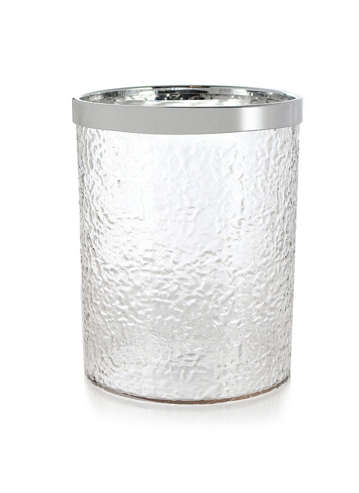 Generic - Clear Trash Can with Silver Frame Waste Basket for Bathroom Bedroom Kitchen and Office - Image 1