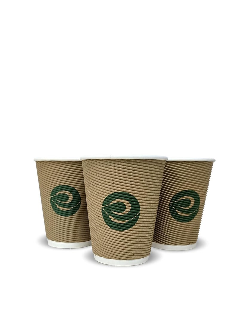 ECO SOUL ECO SOUL [250 Ml, 25 Count Biodegradable Ripple Cups| Sustainable Disposable Paper Cups | Eco-Friendly Hot Cups | Sturdy, Microwave Safe, Brown  - Image 1