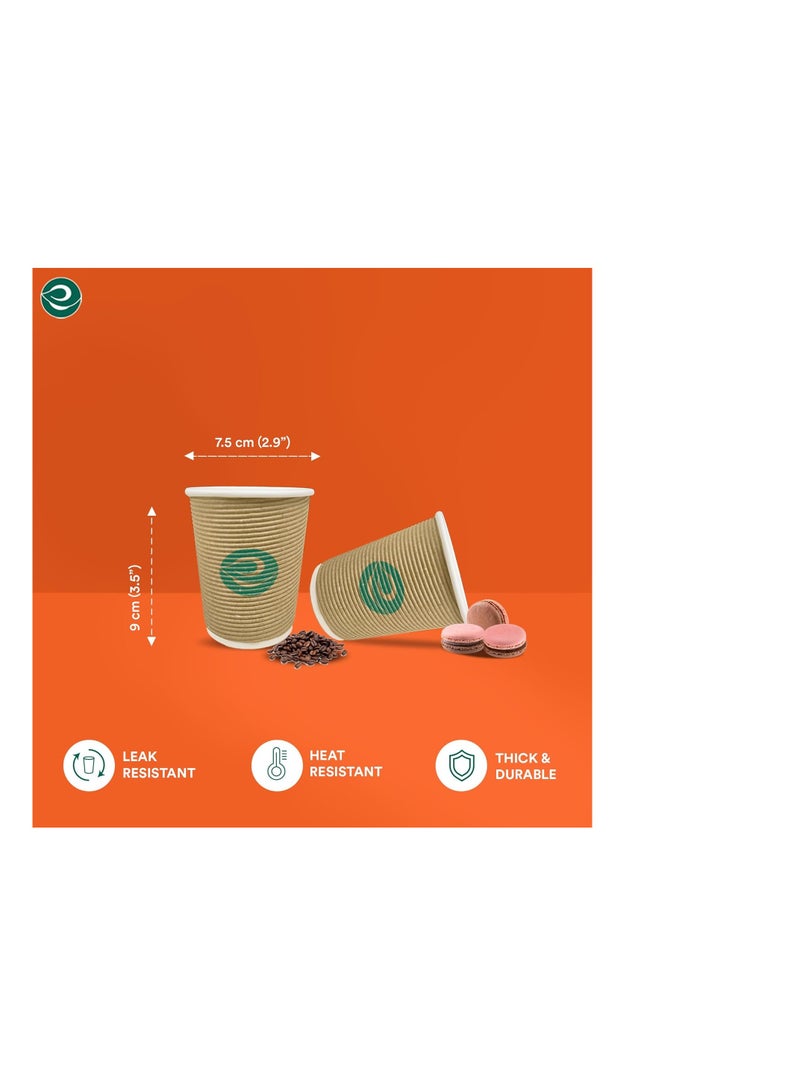 ECO SOUL ECO SOUL [250 Ml, 25 Count Biodegradable Ripple Cups| Sustainable Disposable Paper Cups | Eco-Friendly Hot Cups | Sturdy, Microwave Safe, Brown  - Image 2