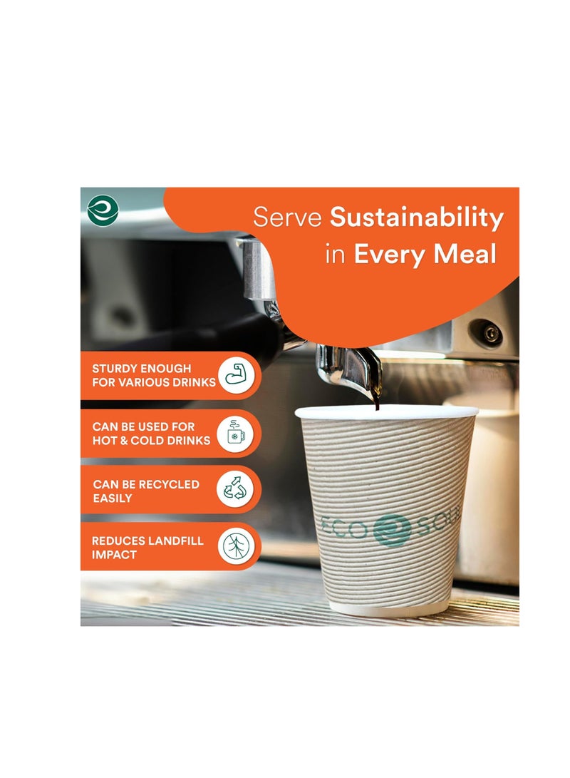 ECO SOUL ECO SOUL [250 Ml, 25 Count Biodegradable Ripple Cups| Sustainable Disposable Paper Cups | Eco-Friendly Hot Cups | Sturdy, Microwave Safe, Brown  - Image 3