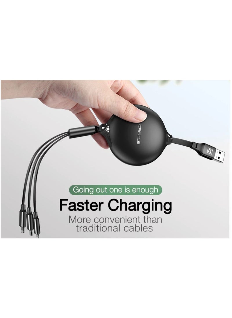 CAFELE - Foldable Triple Cafele Fast Charging Cable 1.2m - Image 1
