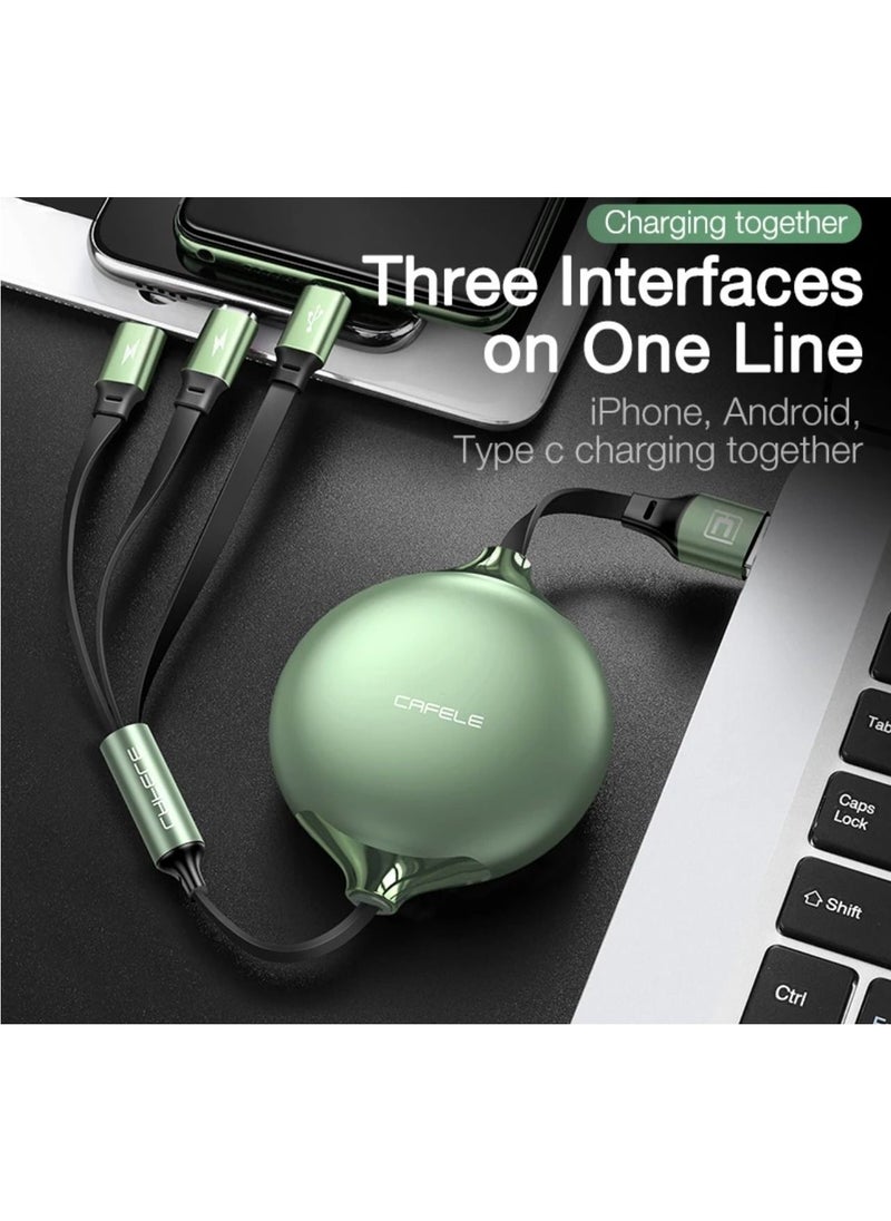 CAFELE - Foldable Triple Cafele Fast Charging Cable 1.2m - Image 1