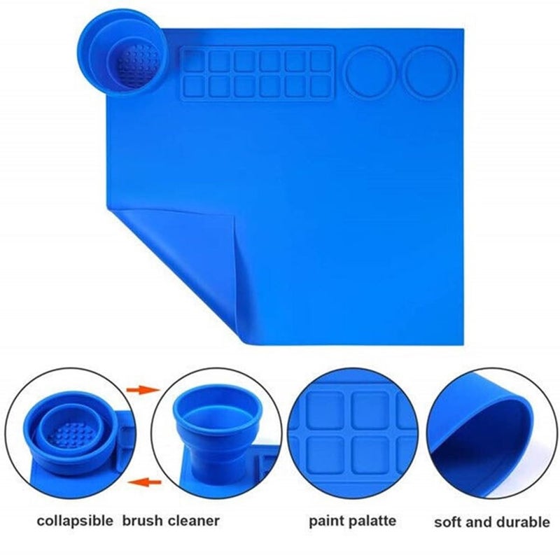 ADDCART Creator Silicone Craft Mat for Painting and Crafts Large Mat with Collapsible Paint Brush Cleaner for Painting, Clay, Resin and Crafts 15inches X 17inches - Image 5