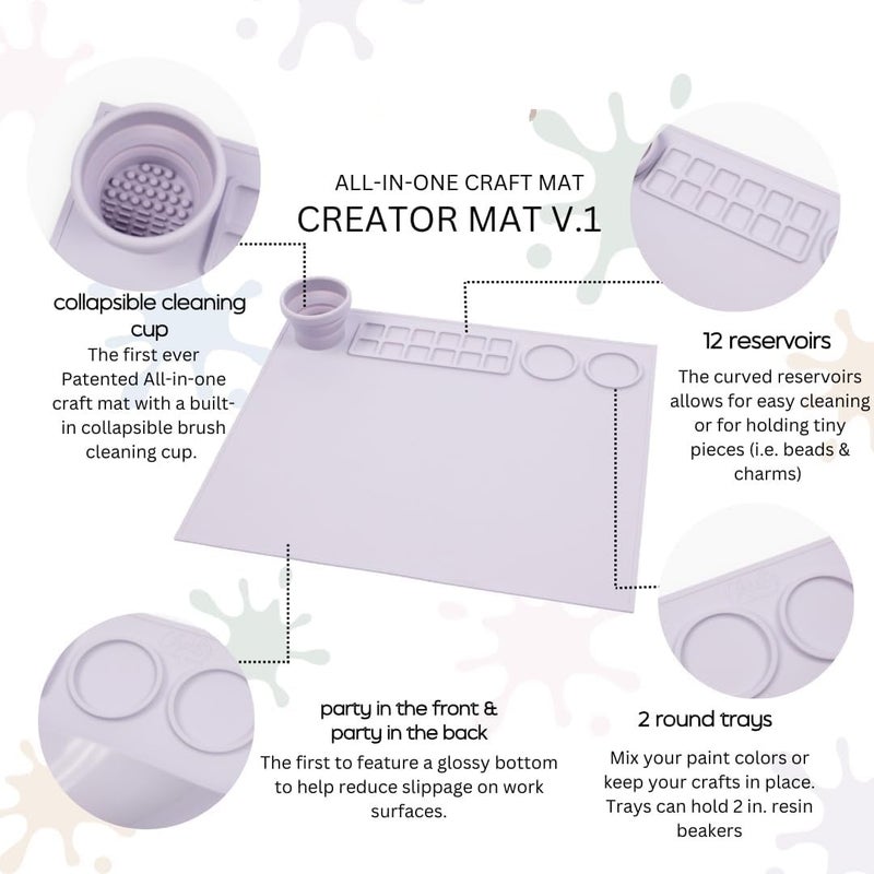 ADDCART Creator Silicone Craft Mat for Painting and Crafts Large Mat with Collapsible Paint Brush Cleaner for Painting, Clay, Resin and Crafts 15inches X 17inches - Image 4