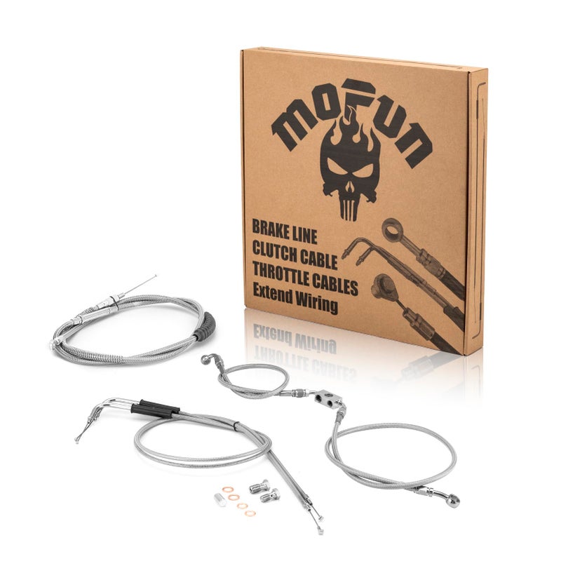 Mofun Throttle and Idle Cable Kit ABS Upper Hydraulic Front Brake Line Clutch Cable Compatible with Harley Dyna Street Bob Switchback Wide Glide 20122017 Fit 1214 Handlebar Chrome - Image 2