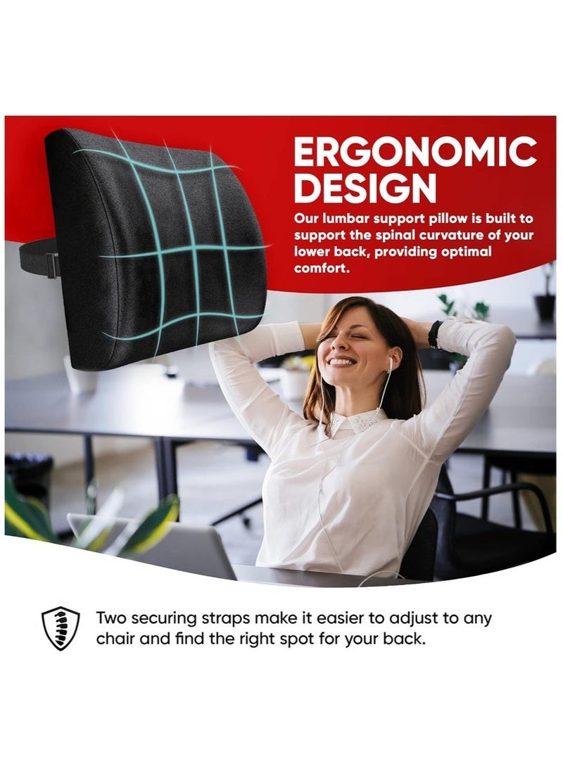 XiuWoo Portable Ergonomic Memory Foam Seat Cushion and Lumbar Support Pillow Set for Car Office Computer Chair Wheelchair - Image 5