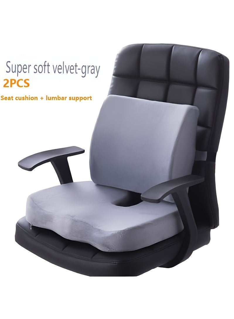 XiuWoo Portable Ergonomic Memory Foam Seat Cushion and Lumbar Support Pillow Set for Car Office Computer Chair Wheelchair - Image 1