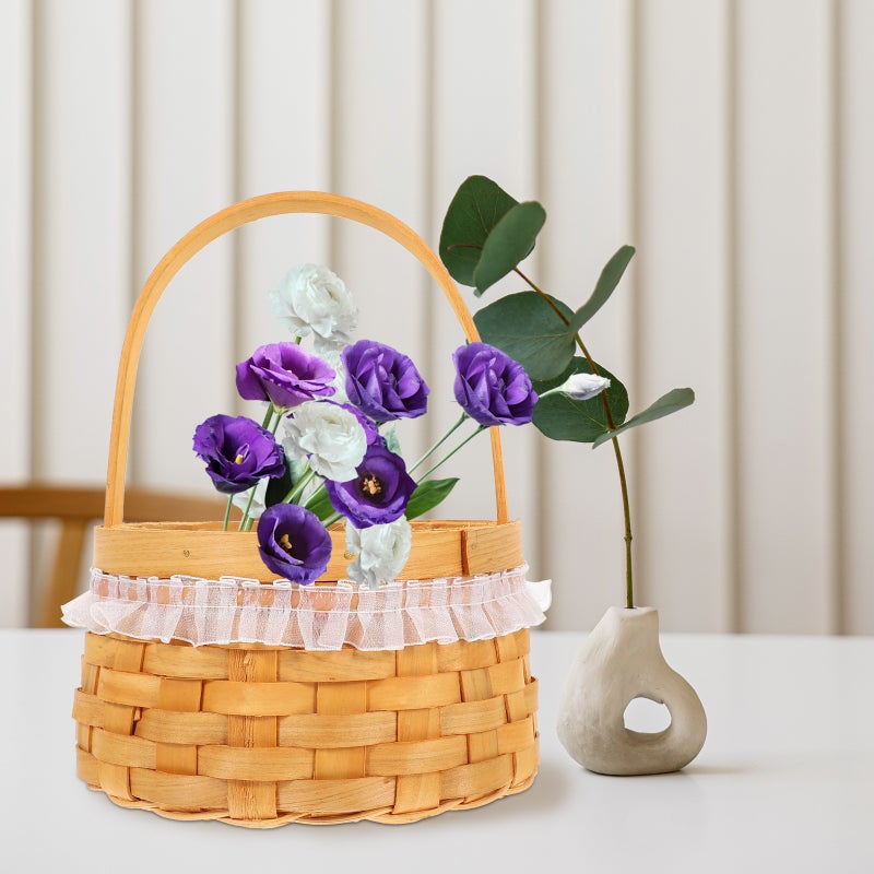 2pcs Woven Flower Basket Flower Arrangement Basket Flower Basket with Handle - Image 2