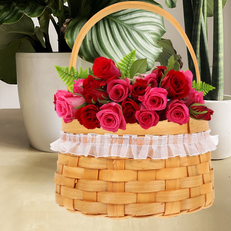 2pcs Woven Flower Basket Flower Arrangement Basket Flower Basket with Handle - Image 5