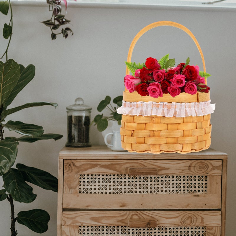 2pcs Woven Flower Basket Flower Arrangement Basket Flower Basket with Handle - Image 3